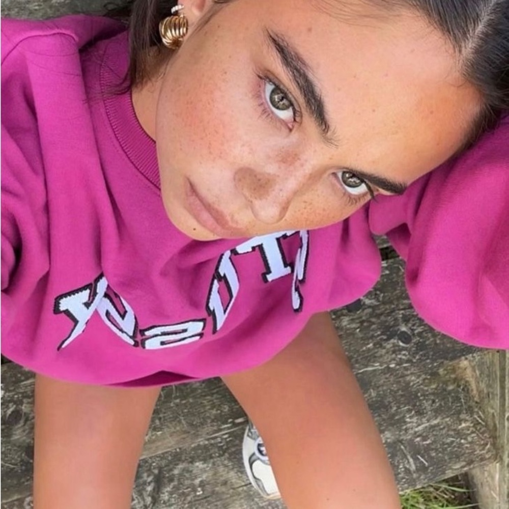 Oversized Stussy Pink Magenta Crewneck Sweatshirt